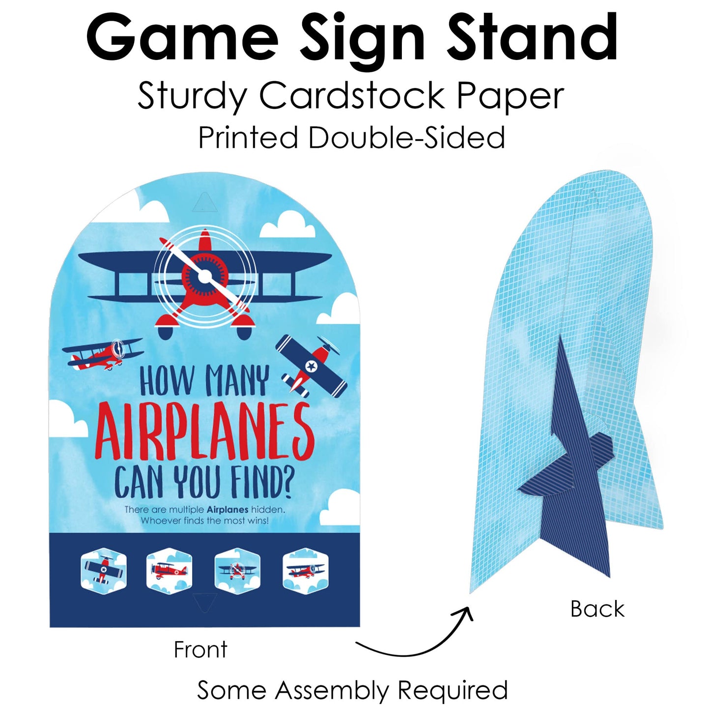 Big Dot of Happiness Taking Flight - Airplane - Vintage Plane Baby Shower or Birthday Party Scavenger Hunt - 1 Stand and 48 Game Pieces - Hide