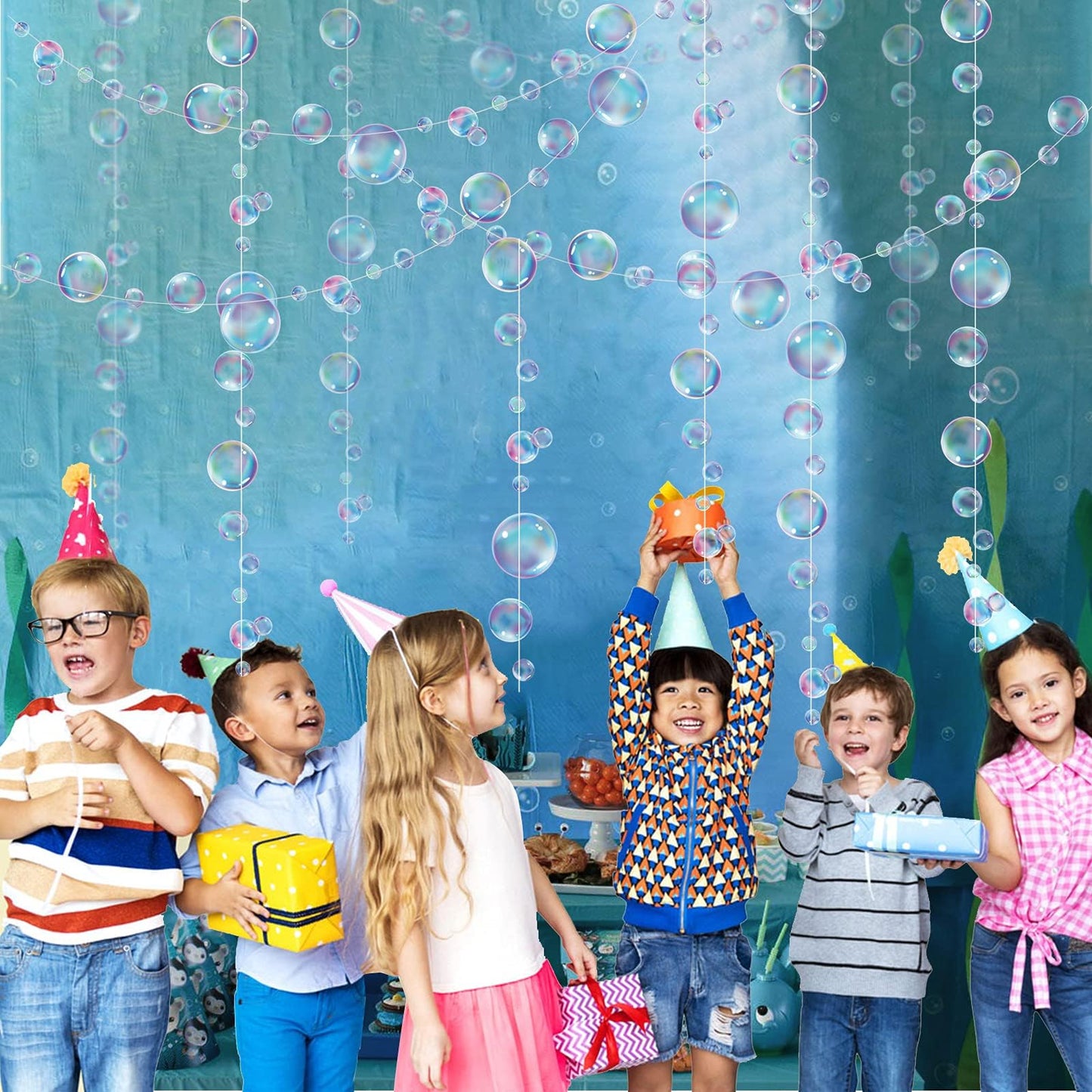 Decor365 Little Mermaid Party Decorations Purple Blue Bubble Garlands Hanging Bubbles Streamer Banner Backdrop Decor Ocean Theme Under The Sea Decor