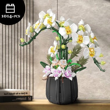 Mould King 24108 Botanicals Orchid Building Set - Realistic Artificial Plant Set for Adults, Home Office Decor with Lifelike Orchid Pot Design (1014