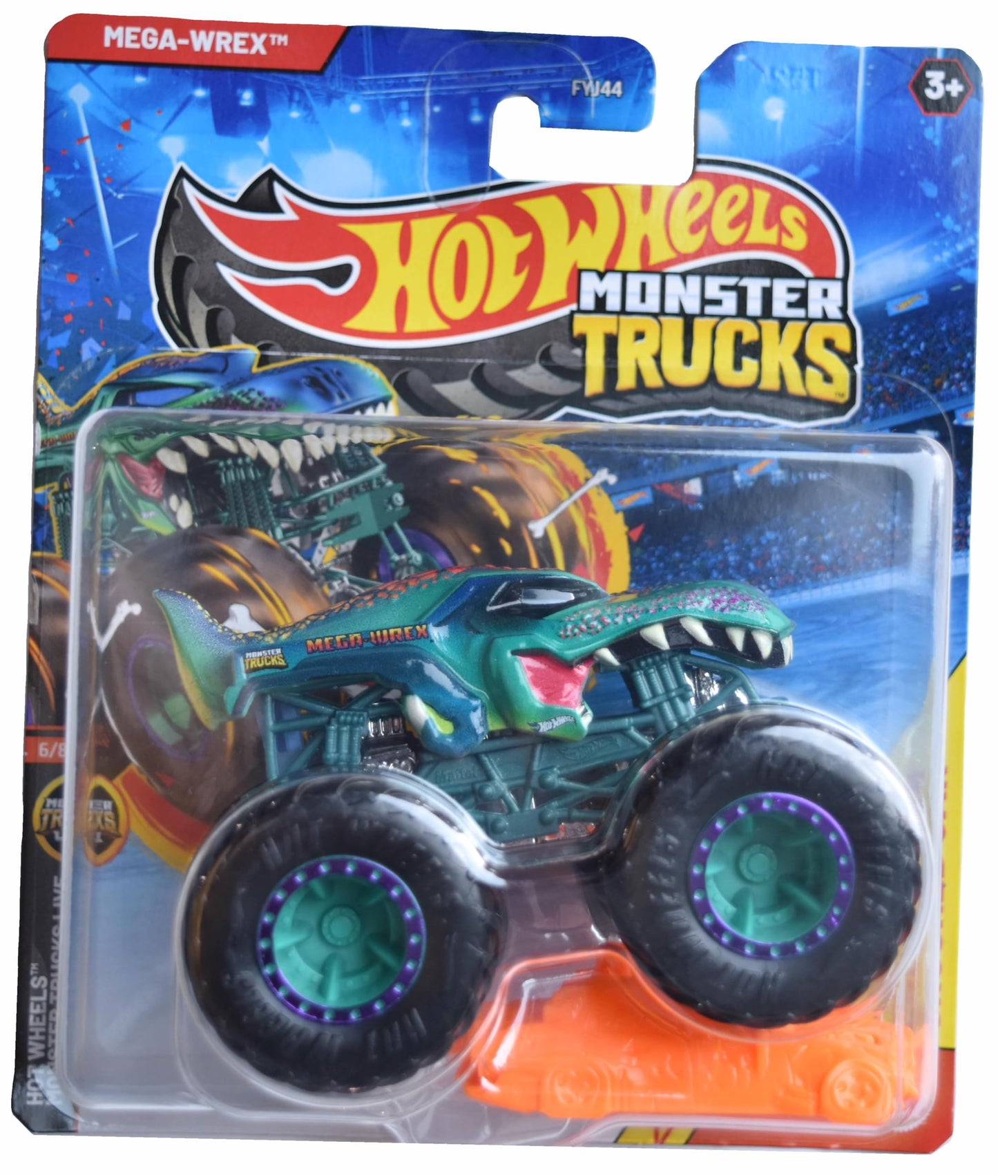 Hot Wheels Monster Trucks Mega Wrex, Monster Trucks Live 6/8 Includes Crushed Car