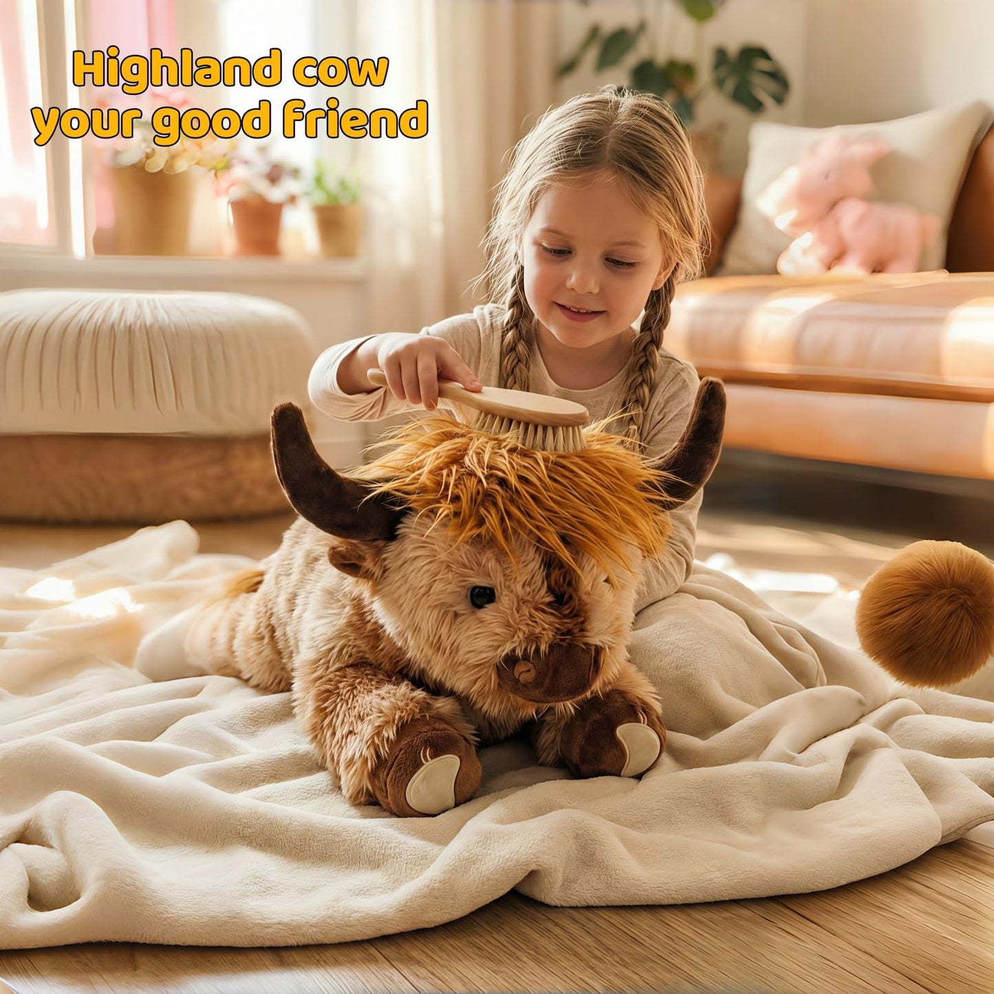 Wuehuds 5Lbs Weighted Highland Cow Stuffed Animal, 22×14×12 Inch Plush Toy Pillow, Adorable Weighted Stuffed Animal for Kids & Adults, for Christmas