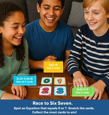 Melby Toys Six Seven I The Hilarious 6-7 Math Card Game for Kids & Families I Build Equations to Make 6 or 7 I Fun STEM Learning Game for Ages 8-12 I