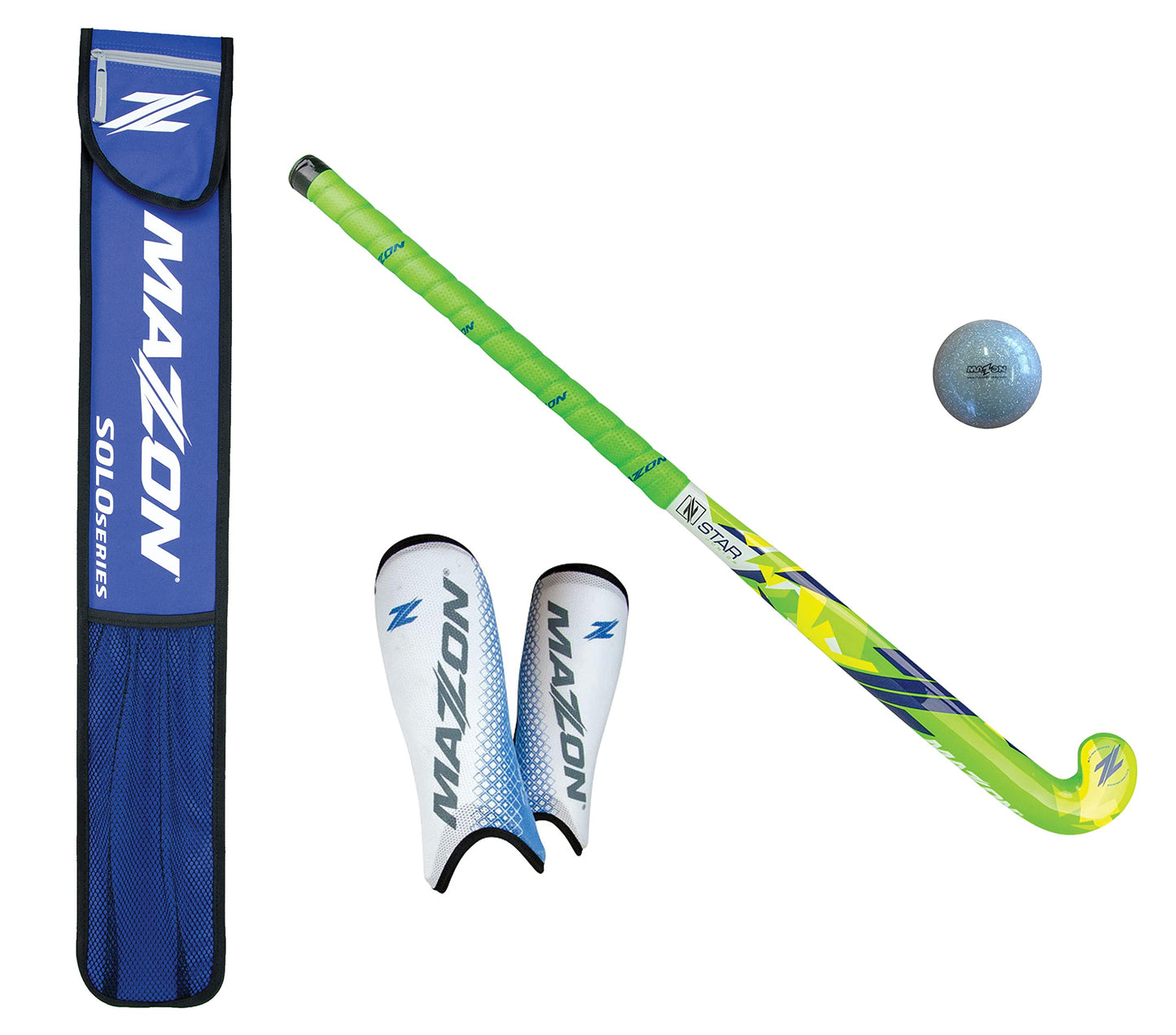 Mazon Star Field Hockey Stick Package (Lime, 34 Inches)