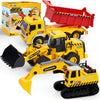 JOYIN 3 Pack Construction Toy - Excavator, Dump Truck and Loader, Moveable Claw & Lifting Back, Construction Truck Toy, Birthday Gift for Toddler Boys