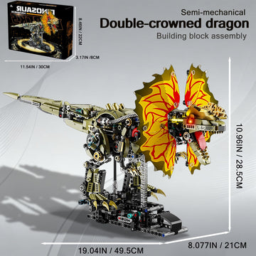 Mechanical Dilophosaurus Building Set, Flexible Joints with Light Effects and Realistic Details. Compatible with LEGO Animal Series, Great for Home