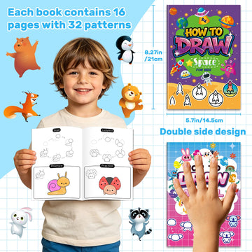 Elfew 6 Pack How to Draw Books for Kids, Small Coloring Books for Kids Ages 4-8, Activity Books for Kid,192 Cute Step-by-Step Drawing Stuff, Birthday