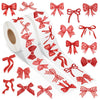DSjuedui Red Watercolor Bow Stickers - 1000Pcs Vintage Coquette Red Bow Aesthetic Stickers for Girls, Cute Watercolor Bowknot Decals for Valentines