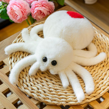 PAIOOW Plush Spider Stuffed Animal Toy, Soft 10 inch Kawaii Halloween Plush Spider Stuffed Toys Decorations Cuddle Gift for Kids and Adults (White)