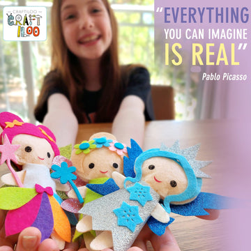 CRAFTILOO Fairy Sewing Kit for Kids Ages 5-12 - Beginner Sewing Kit with 5 Pre-Cut Felt Projects - Make Your Own Stuffed Animal Plush Dolls - Fun