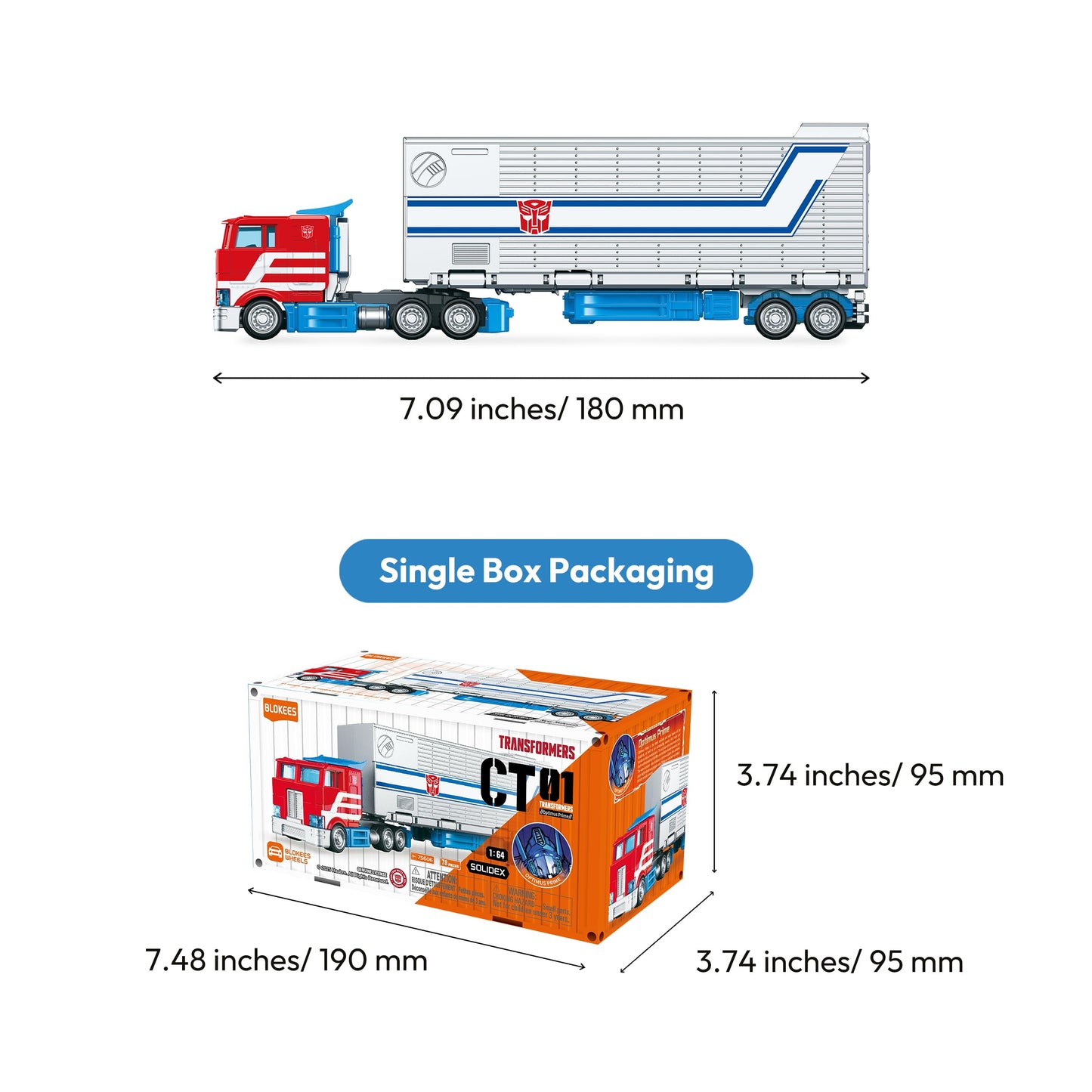 BLOKEES Wheels Transformers, CT01, Optimus Prime Truck Form, Model Kit, Assembly Required, 1/64 Scale, 9+
