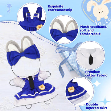 2PCS Bunny Police Doll Outfit Set Blue Shirt and Cap for 15-17cm 4 Inch Blind Box Animal Dolls