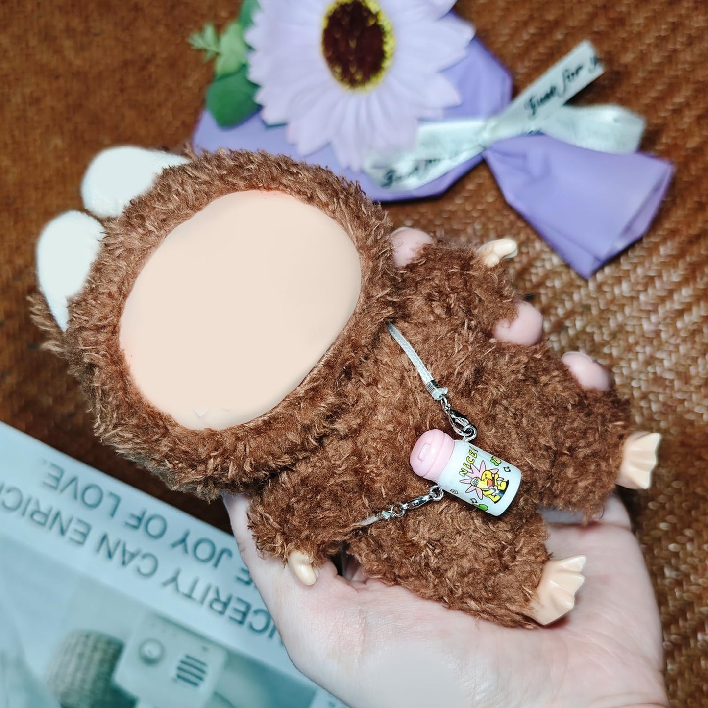 CiuZikGok 3pcs Doll Accessories Set Included White Knitted Bag, Purple Camera Charm & White Water Charm Dress Up Accessories for 17cm Doll, Mini