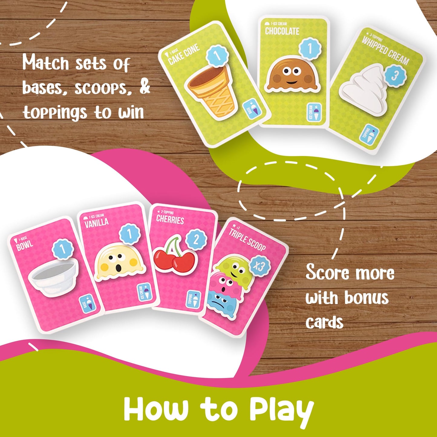 Stack The Scoops: Fun Family Ice Cream Game Perfect for Adults and Children Ages 6-12 (Standard Edition) - Fast and Cute Kid Card Games the Whole