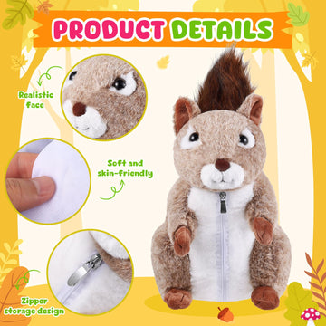 ZJoey 5 Pcs Squirrels Plush Mommy Stuffed Animal with Baby Plush Animals Soft for Christmas Girls Birthday Xmas Bedtime Gift Chair Bolster Nursery