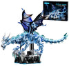 Myth Qholve Mechanical Dark Ice Dragon Building Block Set with Hand Crank Motion Movable Head, Wings & Limbs Fantasy Dragon Model Kit for Teens