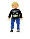 American Fashion World Boy’s Long Sleeve Shirt and Pant Set for 18-Inch Dolls | Premium Quality & Trendy Design