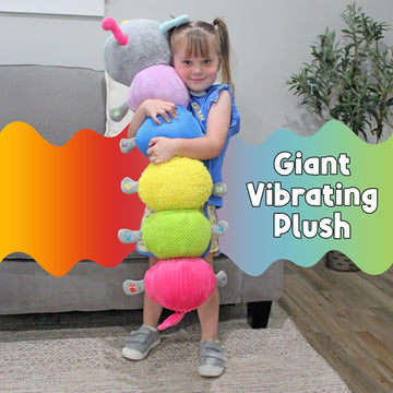 MEAVIA Cuddlebug Caterpillar Body Pillow Sensory Snuggle Vibrating Plush, 35” Jumbo Stuffed Toy, FEELix Collection