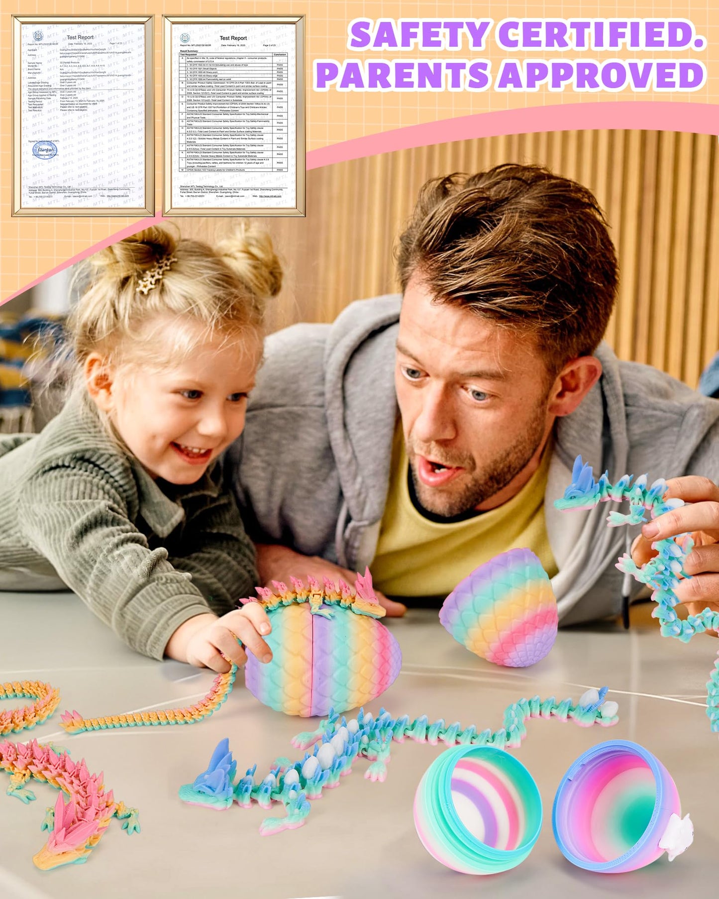 TBOLINE 12" 3D Printed Dragon Egg, Cool 3D Printer Articulated Crystal Dragon Toys for Kids, Surprise Animals Figurines Fidget Dinosaur Eggs Toys