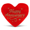 DolliBu Stuffed Happy Anniversary Red Heart Plush - Romantic for Wife or Husband, Cushion Heart Shaped Plush Stuffed Toy for Room Decor or Gift Basket