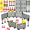Pasacho City Road Signs Bricks Accessories, Construction Site Street Signs, Mini Traffic Cones & Crosswalk Signal Toys for Kids Building Blocks Toys