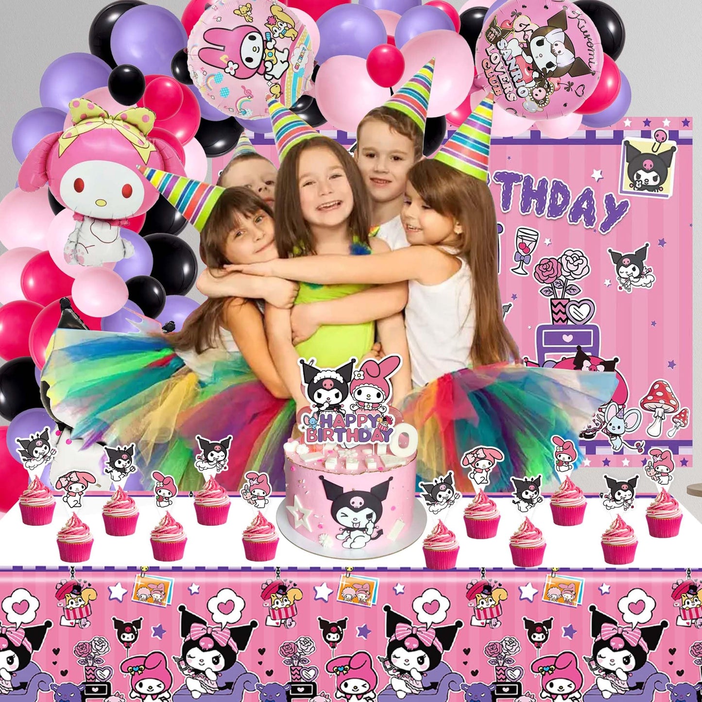 Purple Birthday Party Supplies, Kawaii Party Decorations