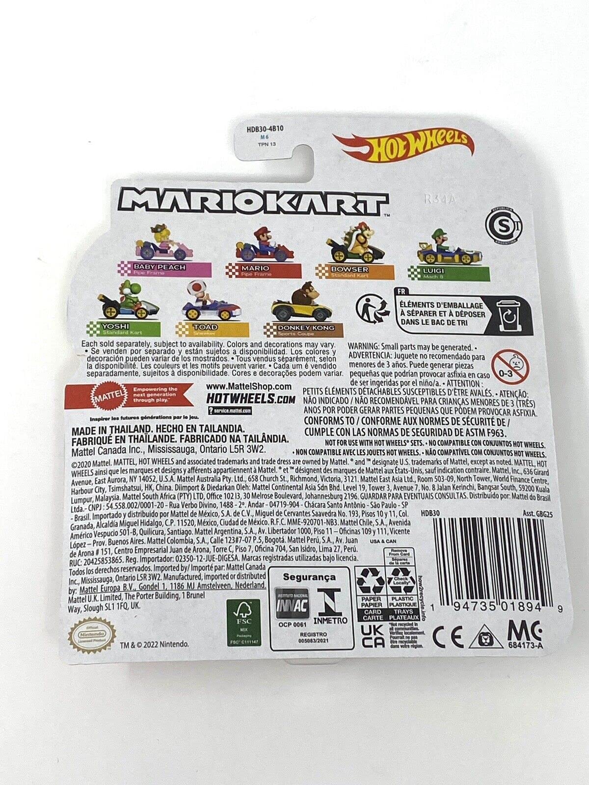 Hot Wheels Mario Kart Vehículo de Juguete Baby Peach Pipe Frame