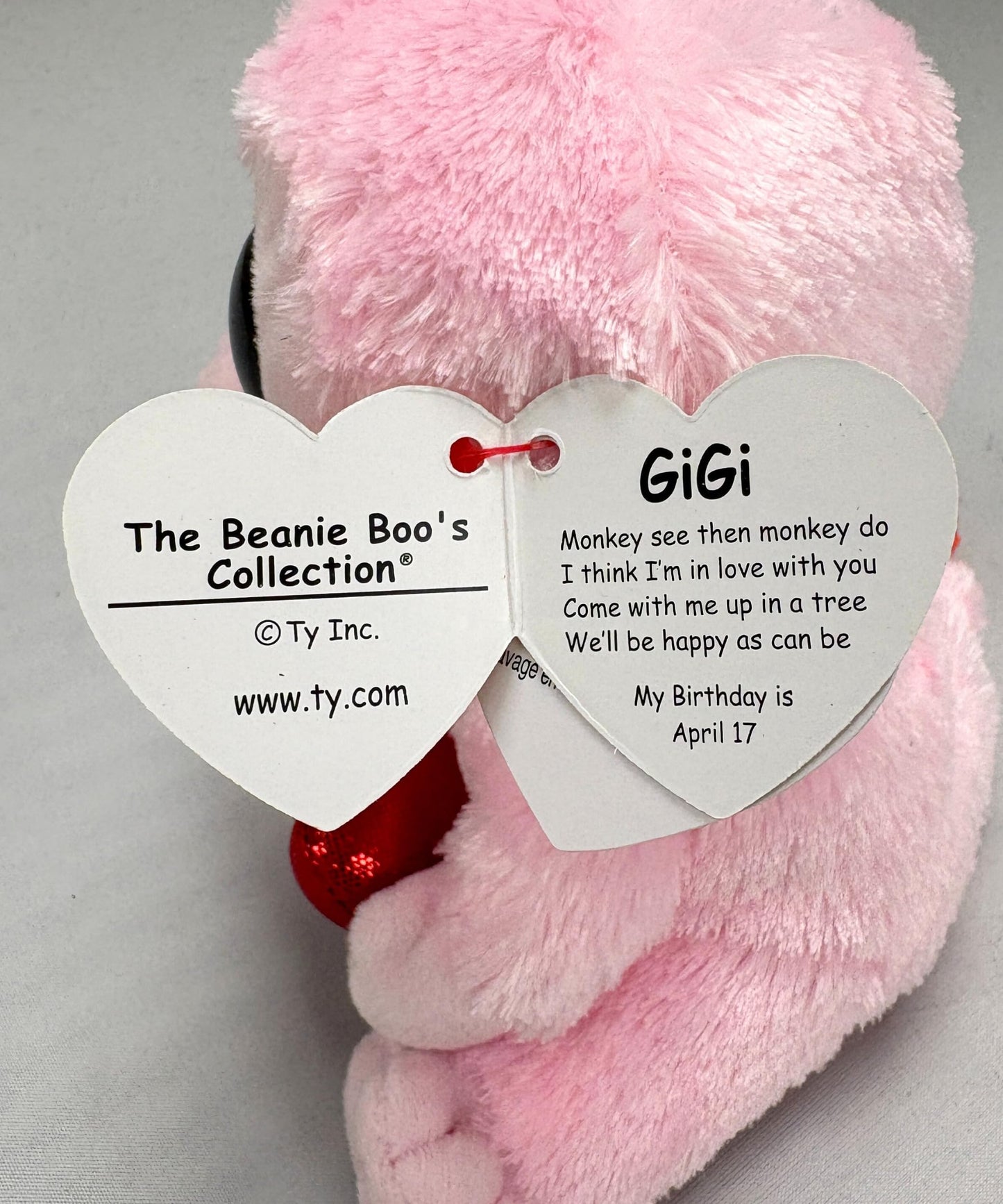 Ty Beanie Boo Gigi - Valentine Monkey - 6"