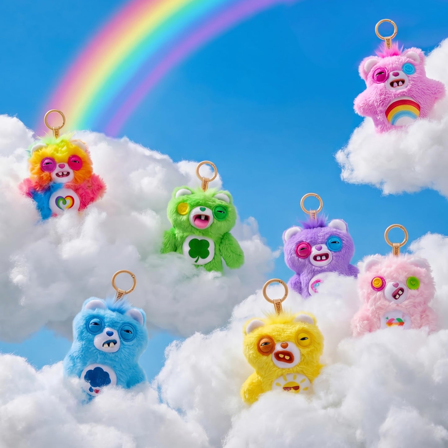 Fuggler Care Bear Keyring 5 Inch Plush Collectible Accessory (6 Pack) by ZURU Featuring Funny Ugly Monster Design with Clip-On Key Ring, Perfect