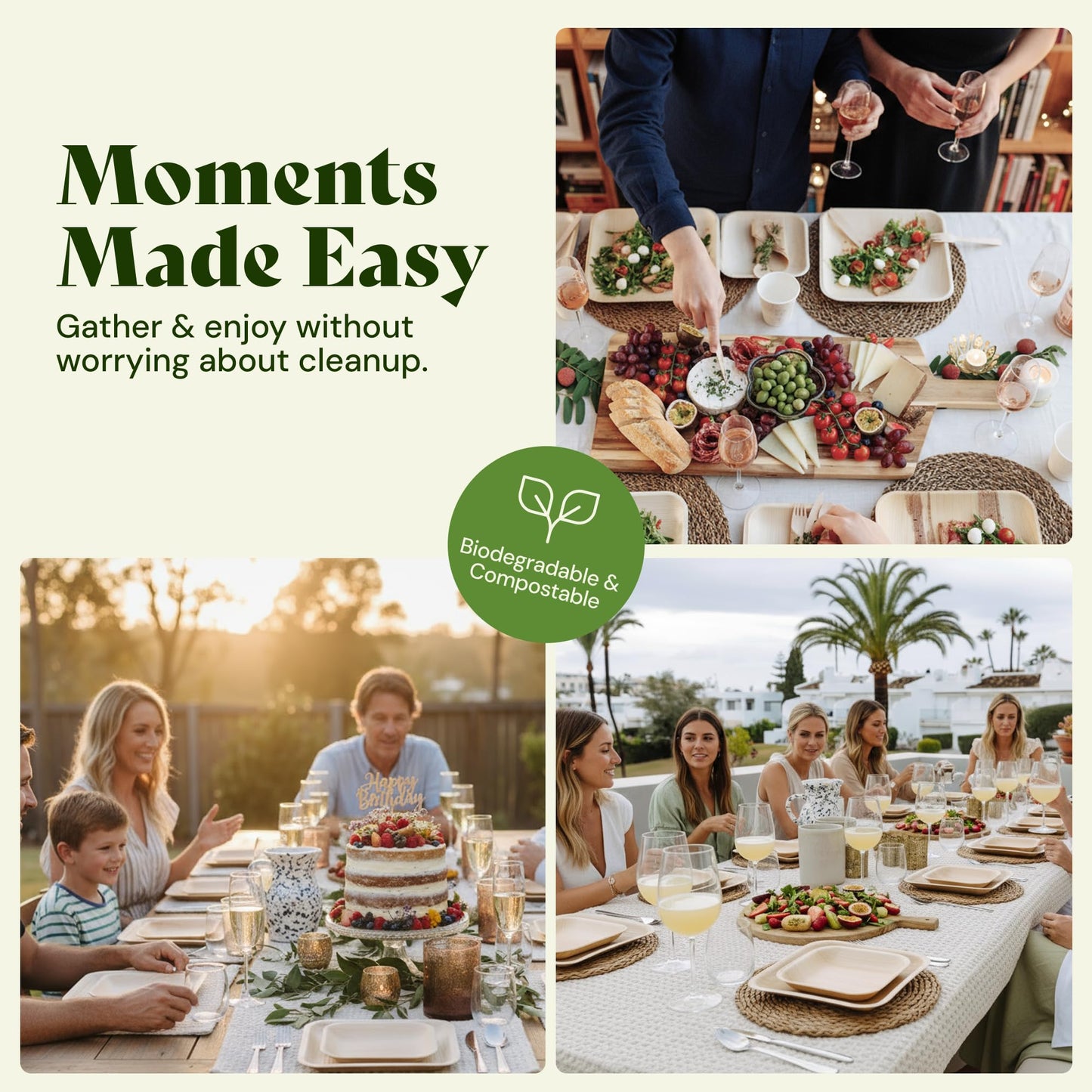 Chic Leaf Palm Leaf Plates - 6 in Round, 50 Pack, Compostable