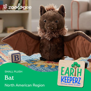 The Petting Zoo Bat Stuffed Animal Plushie, Gifts for Kids, Earth Keeperz Wildlife Animals, Zoologee Brown Bat Plush Toy, 10 inches