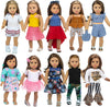 XFEYUE 22 Pcs American 18 inch Doll Clothes Gifts and Accessories, Fit 18 inch Doll - Including 10 Sets of Various Styles Doll Clothes, Hair Clips