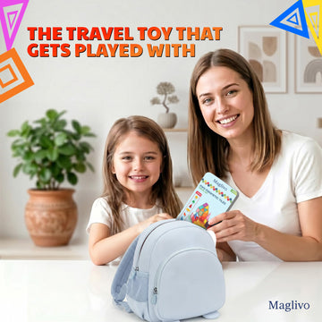 MAGLIVO Mini Magnetic Tiles Travel Set 40 Pcs, Our is W/1 Bigger Tile, Mini Magnetic Tiles with Case for Kids- Travel Magnetiles-Magnet Tiles Travel