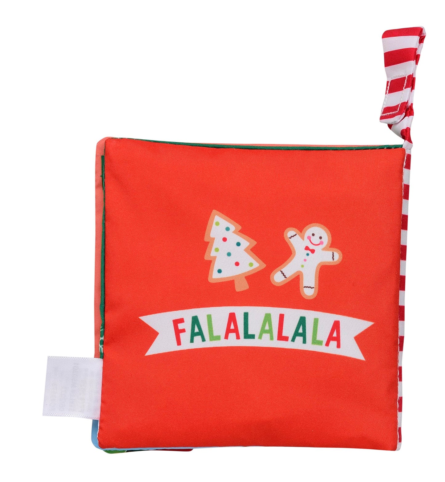 My First Christmas Soft, Crinkle Activity Book with Silicone Teether and Travel Strap, Santa, Green (5 1/2 inch Square)