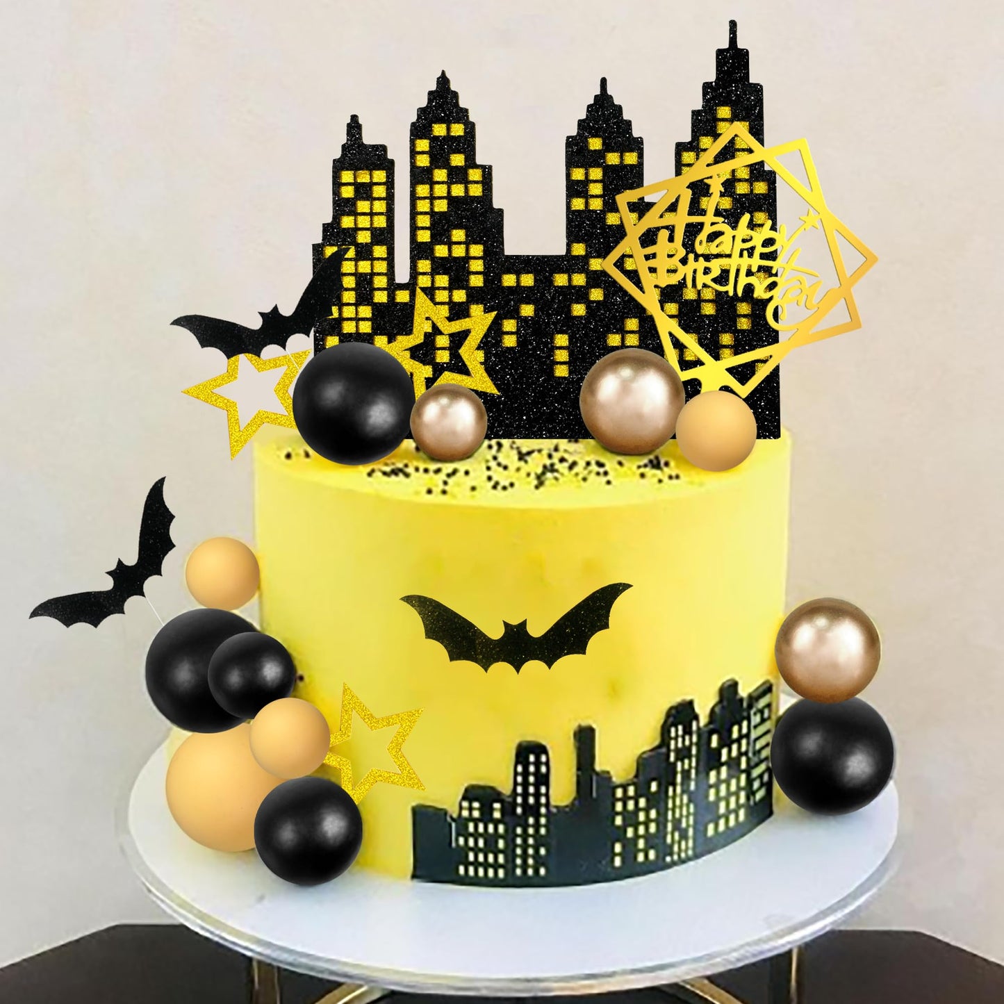 Bat Cake Topper Happy Birthday Cake Decorations for Bat Theme Birthday Halloween Supplies