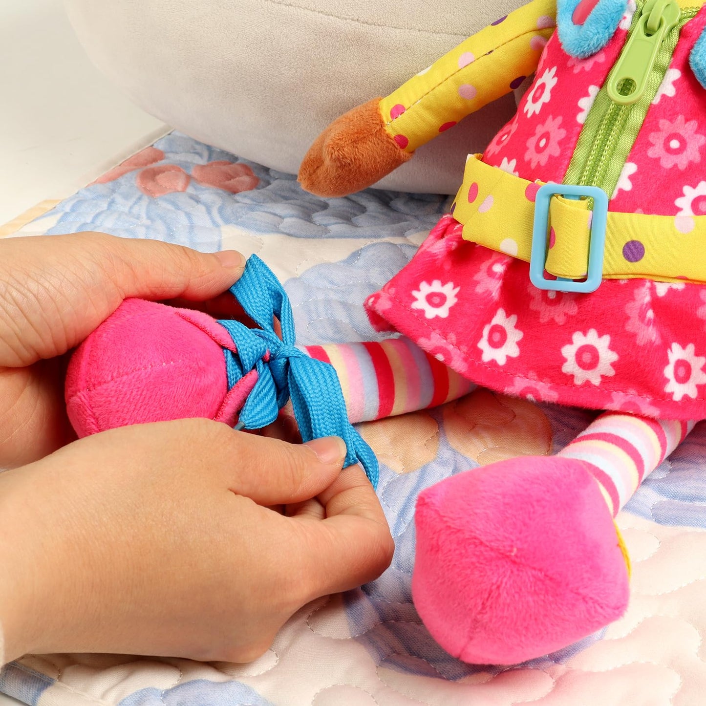 Snuggle Stuffs Sugar Snap Plush Learn to Dress Doll for Toddlers - 15" - Toys & Birthday Gifts for 2 Year Old Girls