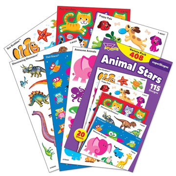 Trend Enterprises Trend Animal Fun Stickers Variety Pack, Multicolor (46928)