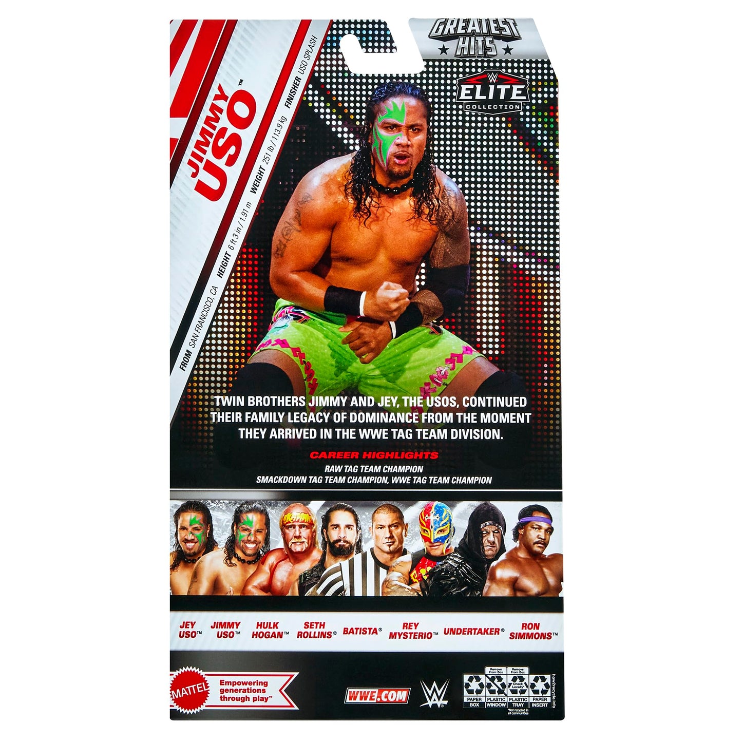 WWE Jimmy USO Elite Greatest Hits 7 Toy Wrestling Action Figure