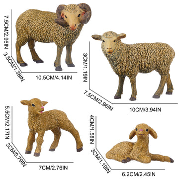JOKFEICE Animal Figures 4pcs Plastic Sheep Family Animals Action Model Science Project, Learning Educational Toys, Birthday Gift, Cake Topper,