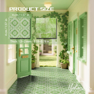 Halandar Dollhouse Flooring Tiles on 1/12 1/6 Scale Miniature Decor Accessories 32pcs Double-Sided