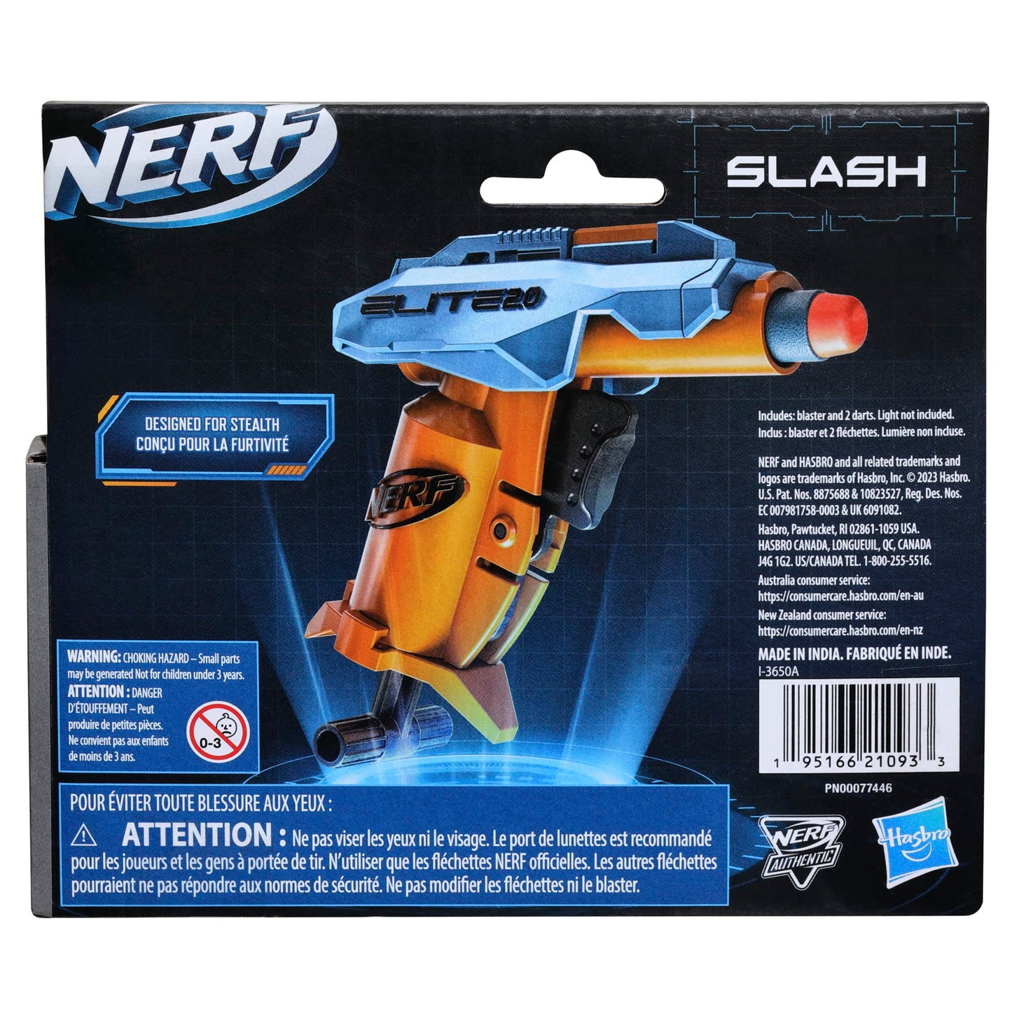 Nerf Elite 2.0 Slash Blaster, includes 2 Nerf Elite Darts, Pull to Prime Handle, Toy Foam Blaster for Outdoor Kids Games