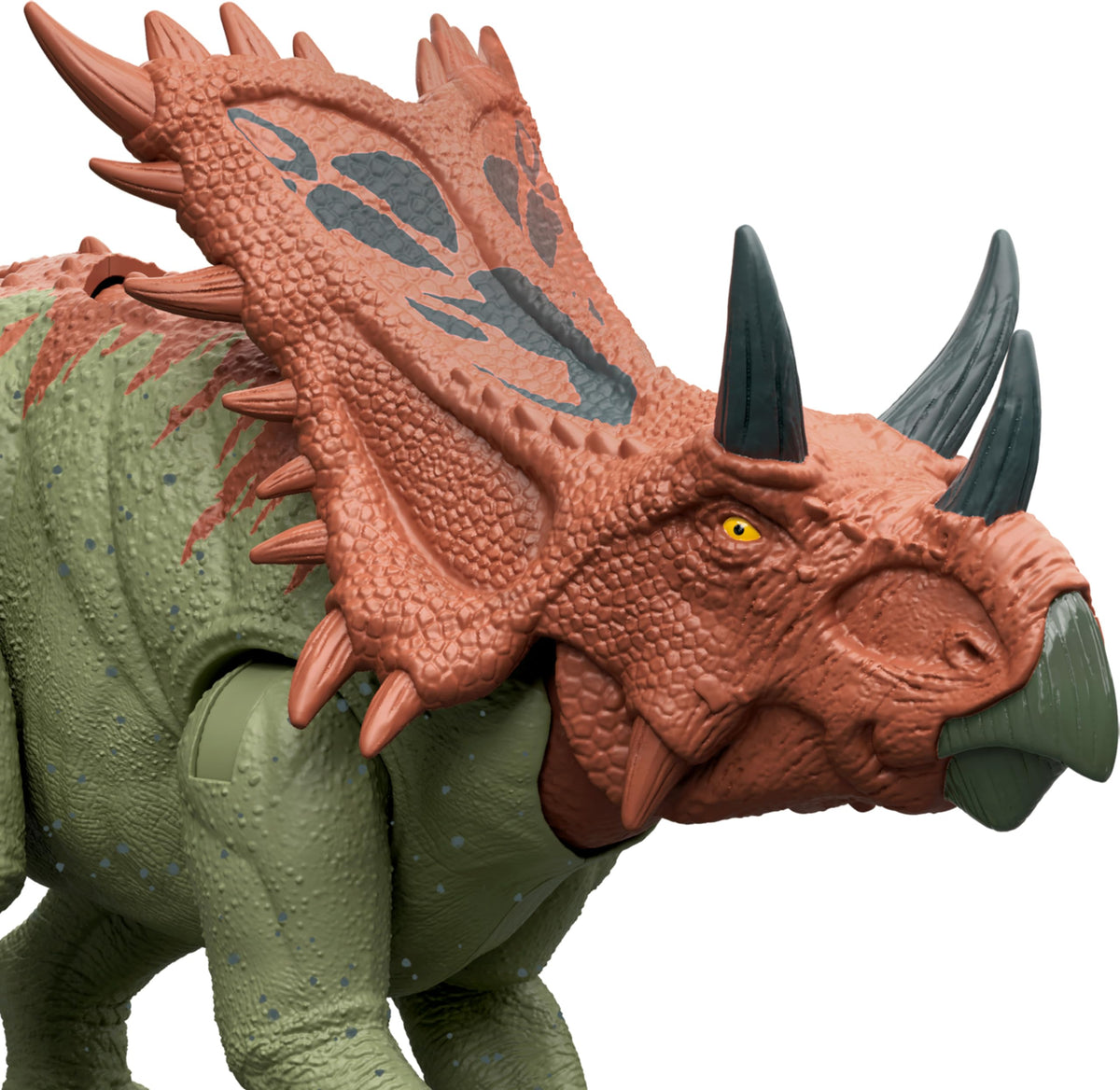 Mattel Jurassic World Strike Attack Dinosaur Toy with Single-Strike Action & Movable Joints, Chasmosaurus Action Figure Includes Digital Play