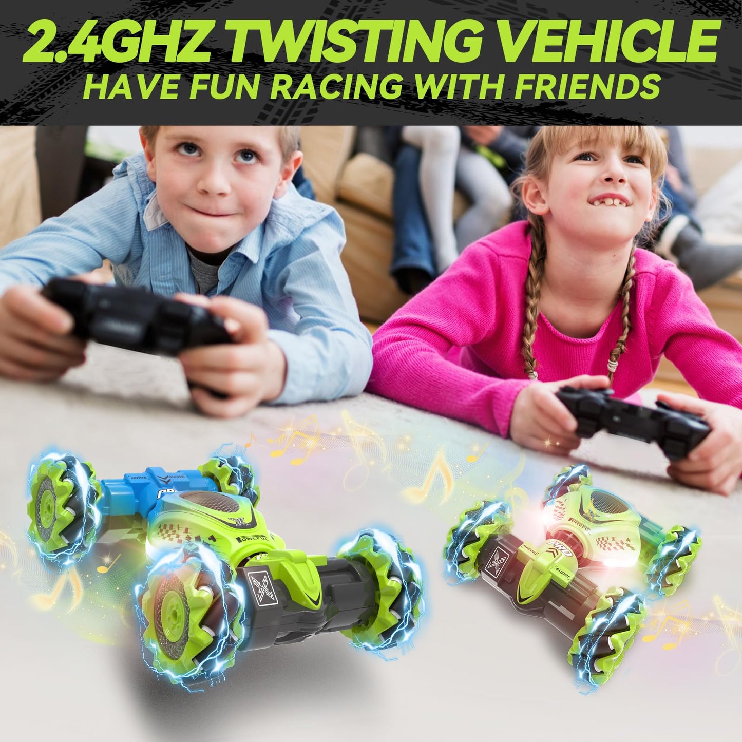 Dysaim Gesture RC Car Hand Controlled Stunt Car for 6-12 yr Boys Girls, 2.4GHz Remote Control Gesture Sensor Toy Drift Twist with Light Music for Kids