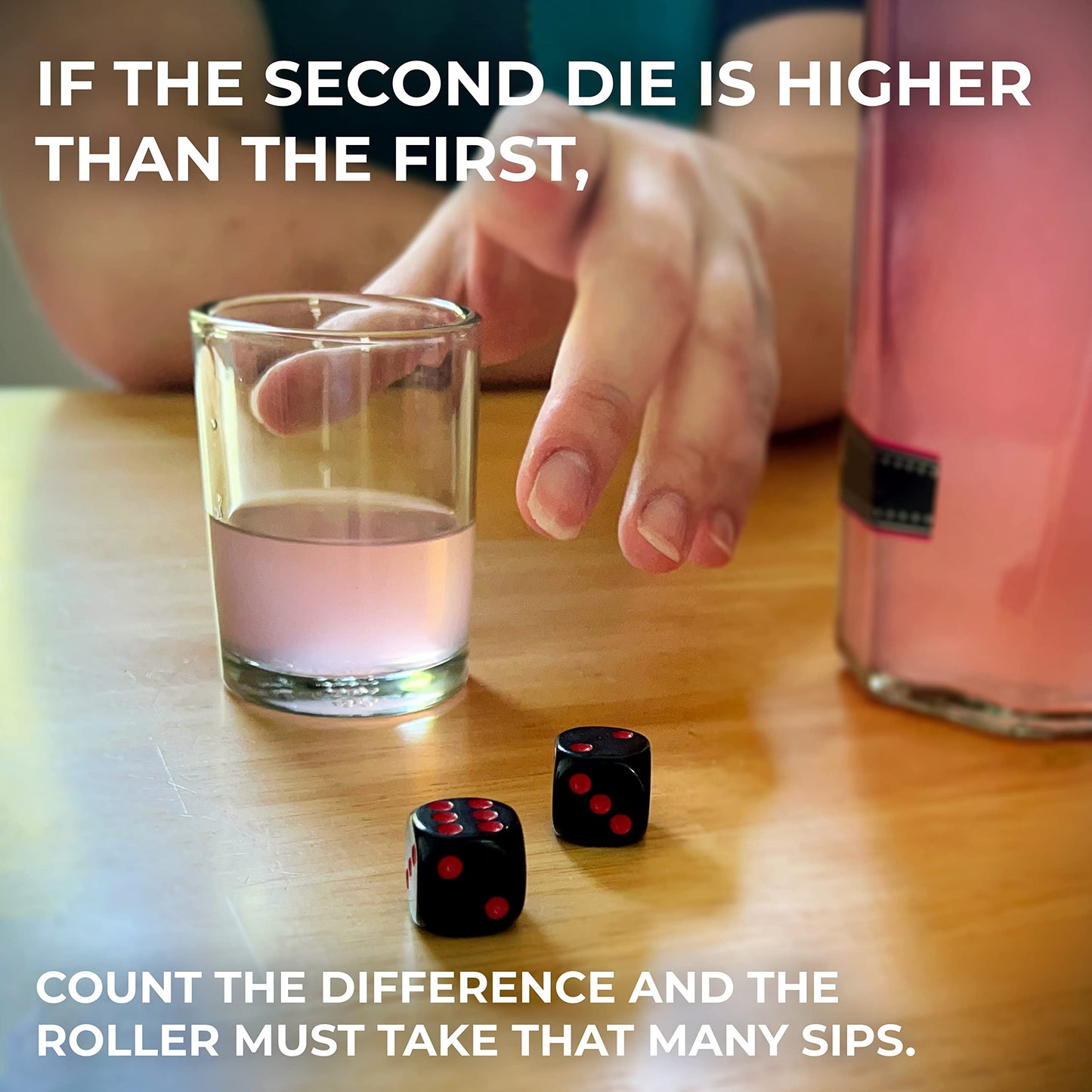 TMD Retail Drink Up Adult Party Games - Unique Bachelorette Party Games - Adult Drinking Games with 4 Oz Shot Glasses & 4 Dice - Dice Games
