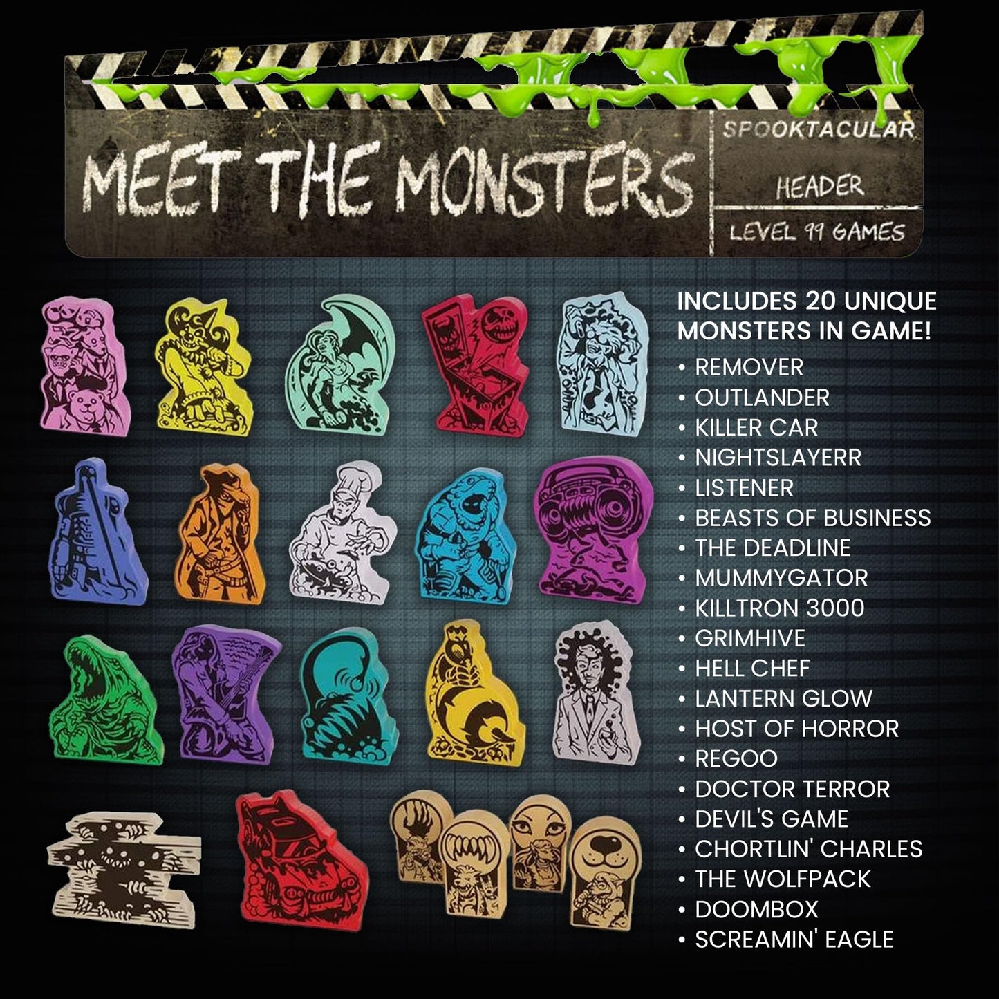 Spooktacular Board Game - Play as 20 Spooky Cinema Monsters, Horror Strategy Game for 1-5 Players