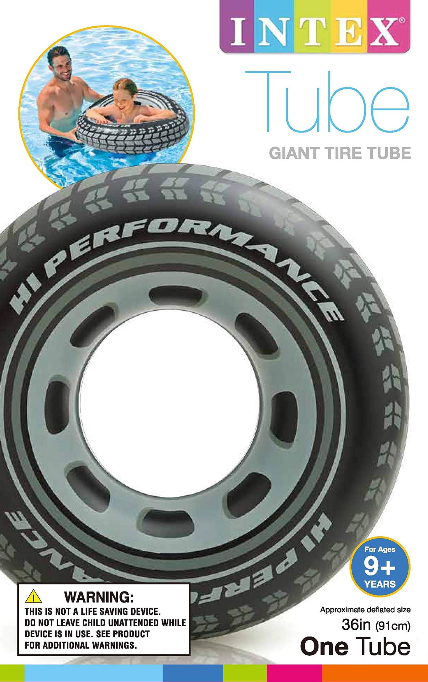 Intex Inflatable 36" Giant Tire Tubes for Swimming Pool/Lake/Ocean (8 Pack)
