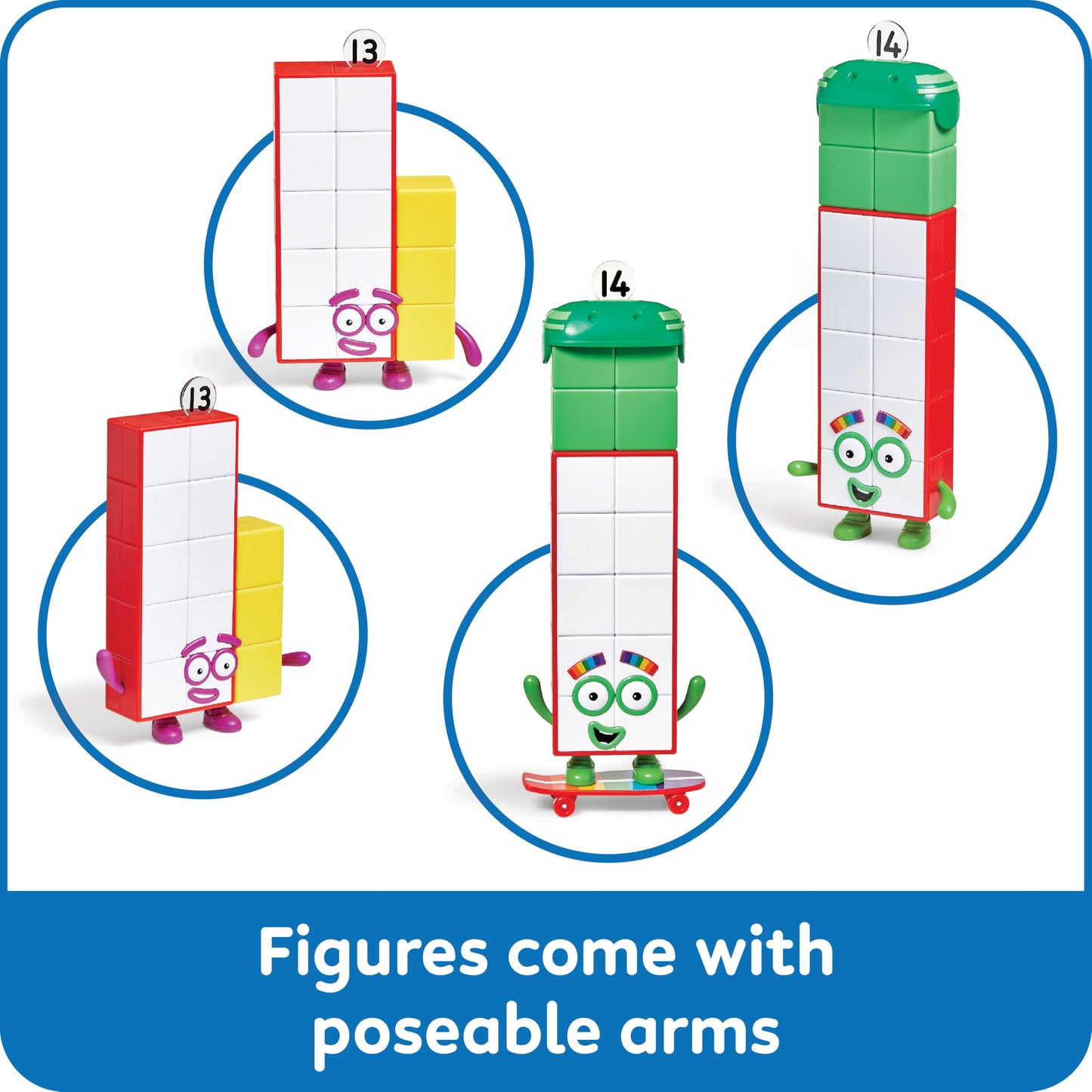 hand2mind Numberblocks Friends Thirteen and Fourteen Figures, Numbers for Toddlers, Math Toys for Kids 3-5, Small Figurines for Kids, Preschool