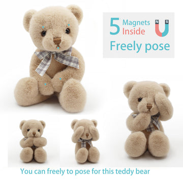 suepcuddly Small Magnet Teddy Bear Stuffed Animal Cute Plush Toy for Girl 12" (Brown)