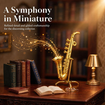 Toyvian Miniature Saxophone Model, 1:12 Scale Brass Gold Mini Musical Instrument for Dollhouse Decor Tiny Saxophone Prop for 6-Inch Action Figures