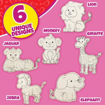 Zoo Animals Wood Painting Kits (24 ct) - Goodie Bag Party Favors for Kids Birthday Party & School Classroom Prizes - Each Craft Comes w Brush & Paints