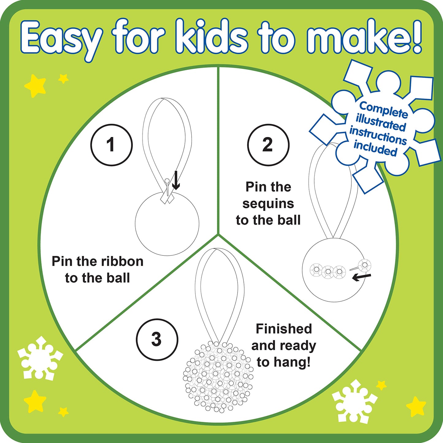 READY 2 LEARN- Create Your Own Sequin Ornaments - Set of 6 - Christmas Crafts for Kids - Christmas Tree Decorations - All Materials Included